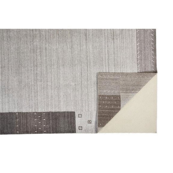 5 x 8 ft. Gray Silver & Black Wool Hand Knotted Stain Resistant Rectangle Area Rug - 5 x 8 ft.