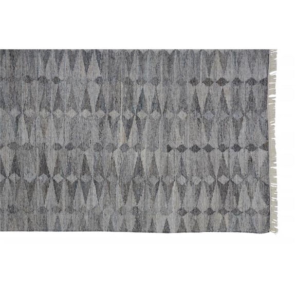 5 x 8 ft. Gray Silver & Ivory Geometric Hand Woven Stain Resistant Rectangle Area Rug with Fringe