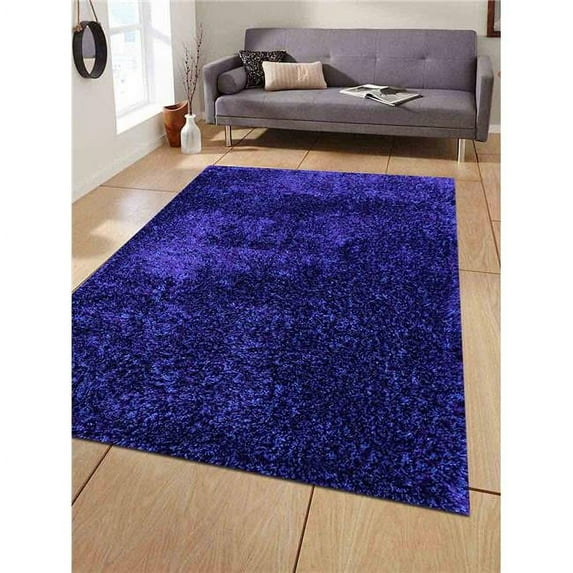 5 x 8 ft. Hand Tufted Shag Polyester Solid Rectangle Area Rug, Blue