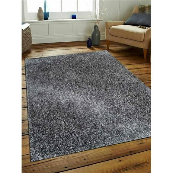 5 x 8 ft. Hand Tufted Shag Polyester Solid Rectangle Area Rug, Dark Green
