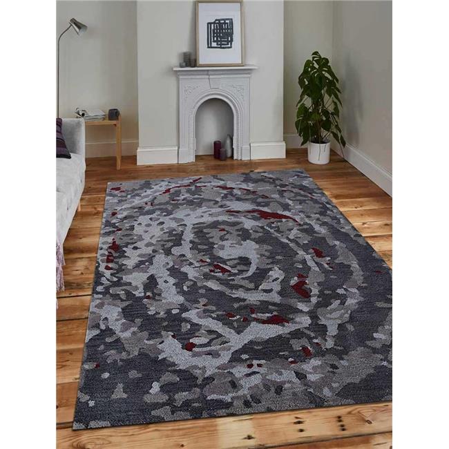 5 x 8 ft. Hand Tufted Wool Abstract Rectangle Area Rug, Multi Color ...