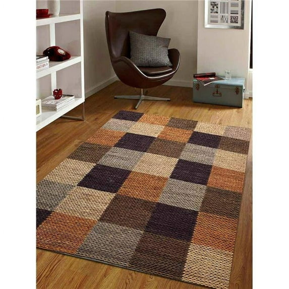 5 x 8 ft. Hand Woven Jute Eco-Friendly Geometric Rectangle Area Rug, Multi Color