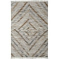thumbnail image 1 of 5 x 8 ft. Ivory Gray & Tan Geometric Hand Woven Stain Resistant Rectangle Area Rug with Fringe, 1 of 1