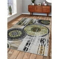 thumbnail image 1 of 5 x 8 ft. Machine Woven Heatset Polypropylene Contemporary Rectangle Area Rug, Beige & Green, 1 of 1