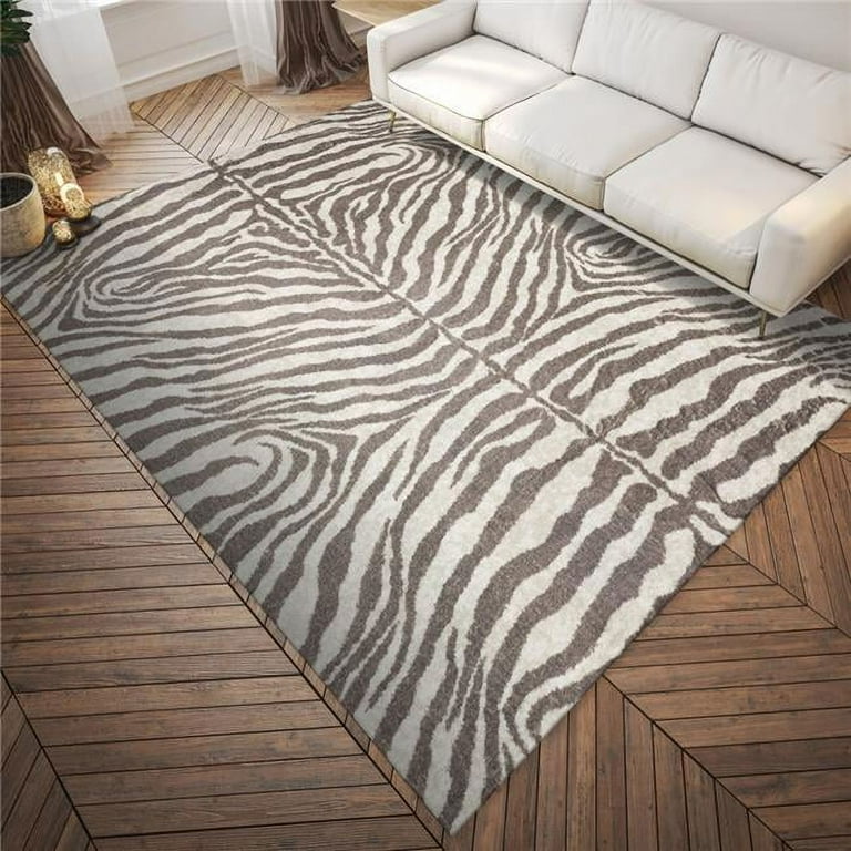 5' X 8' Brown Animal Print Shag Non Skid Area Rug 5' X 8' Brown Animal Print Shag Non Skid Area Rug