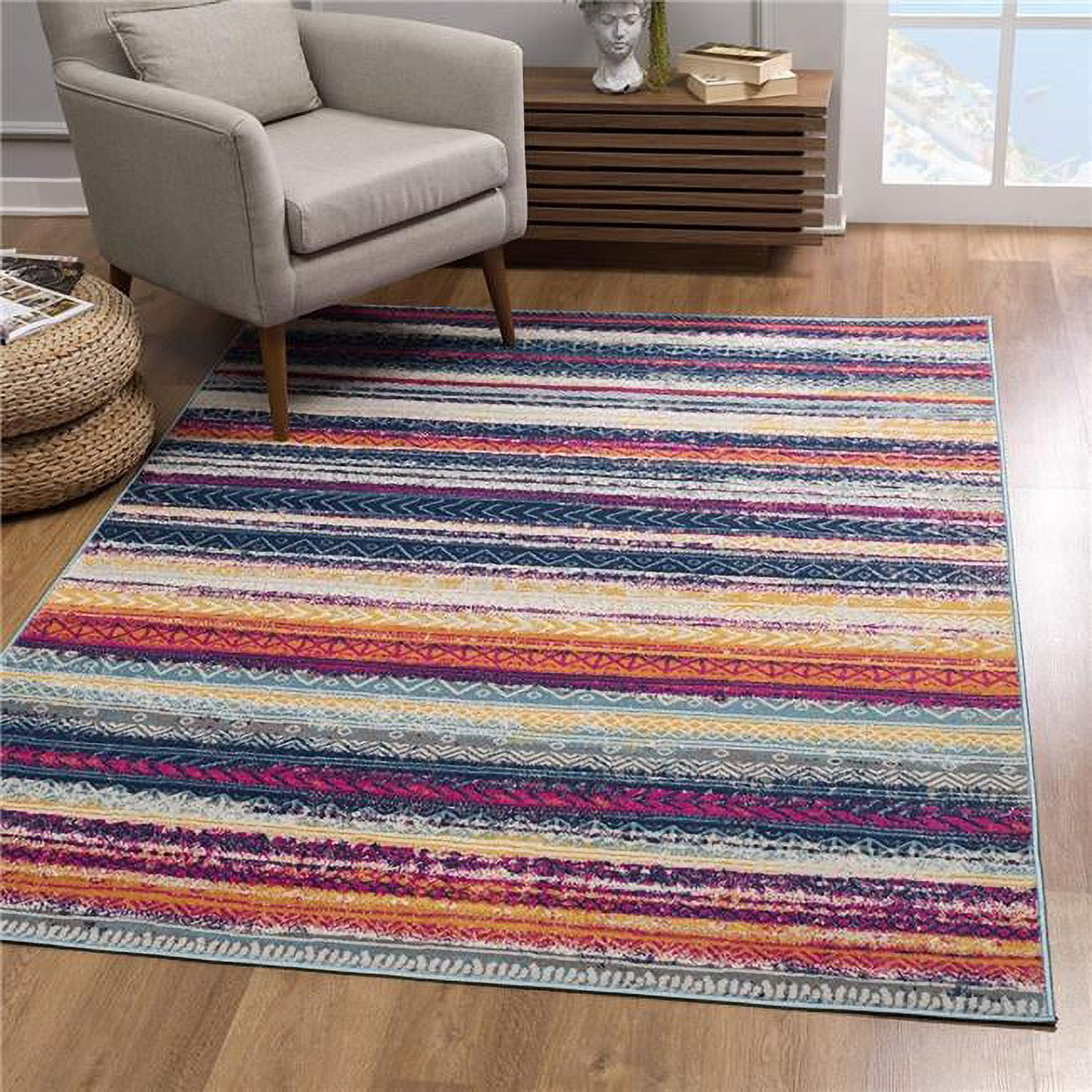 5 x 8 ft. Multi Color Irregular Striped Area Rug - Walmart.com