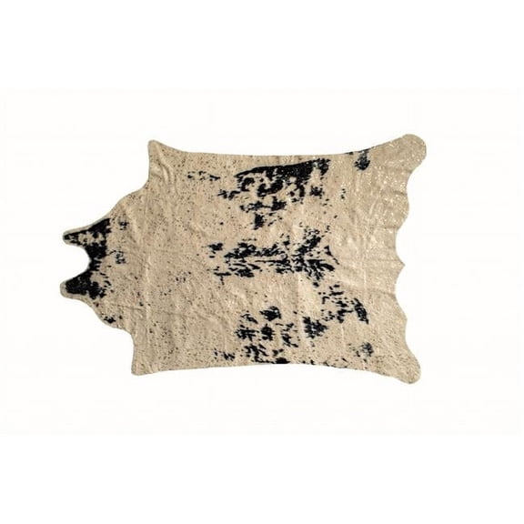 5 x 8 ft. Off White Black & Gold Faux Cowhide Washable Area Rug - Off White and Black - 5 x 8 ft.