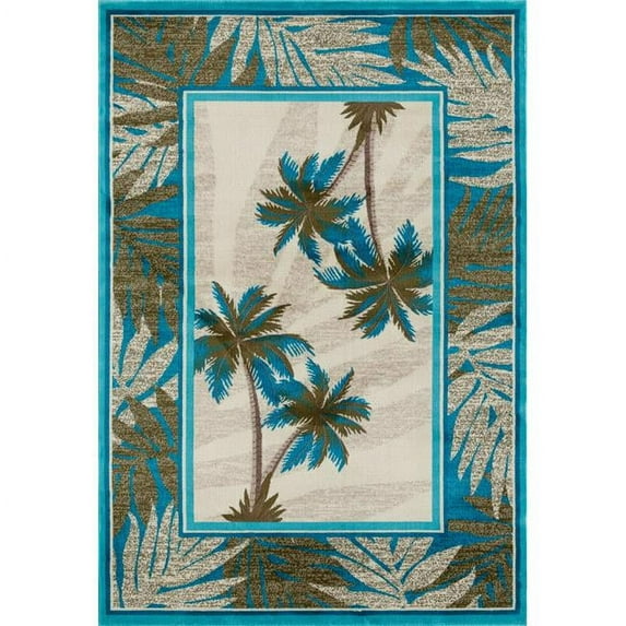 5 x 8 ft. Palm Coast Collection Frond Woven Area Rug, Beige