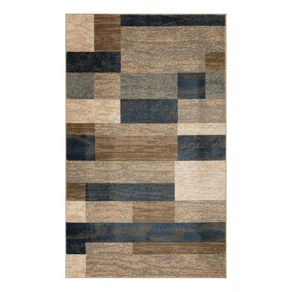 5 x 8 ft. Patchwork Power Loom Stain Resistant Rectangle Area Rug, Midnight Navy