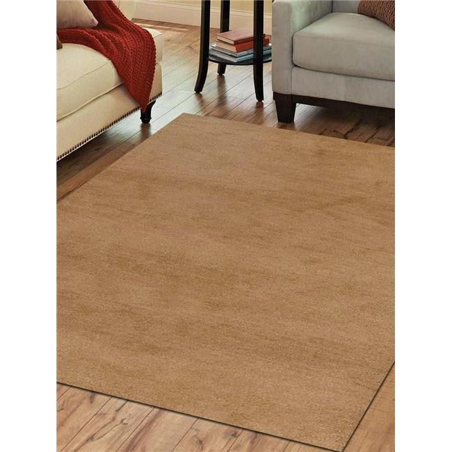 5 x 8 ft. Rectangle Hand Knotted Solid Gabbeh Wool Area Rug, Gold ...