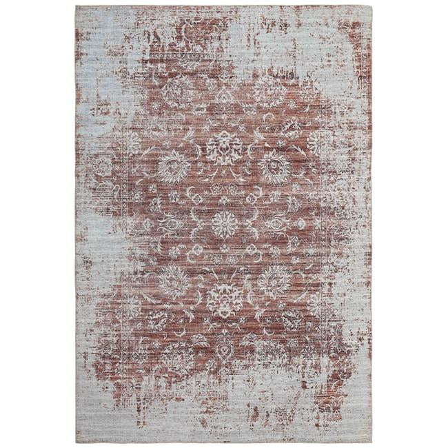 5 x 8 ft. Rust Oriental Distressed Stain Resistant Rectangle Area Rug ...