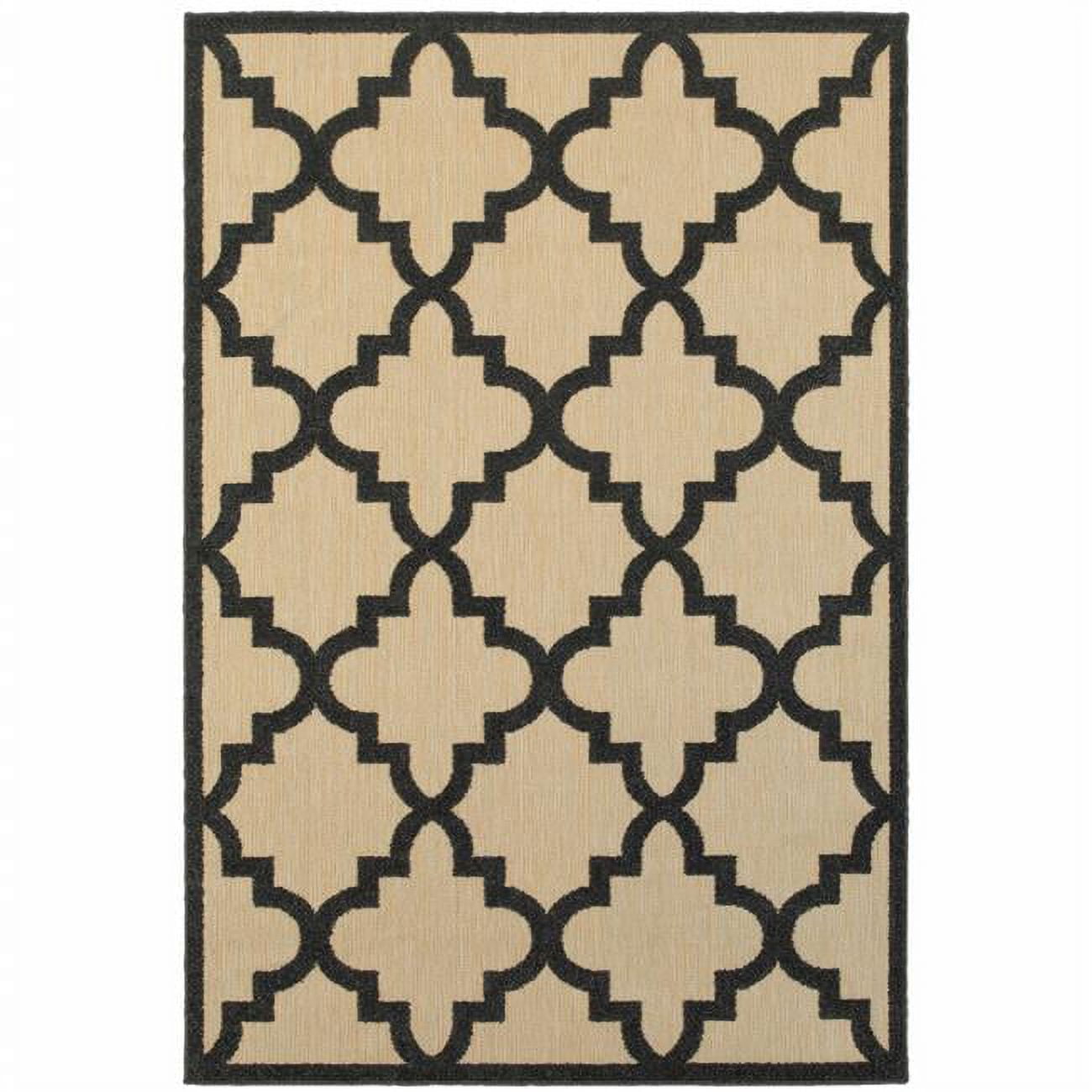 Sand Geometric Rug 5 x 8 ft. Sand Geometric Stain Resistant Indoor & Outdoor Rectangle ...