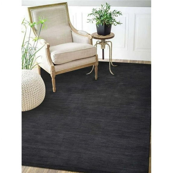 5 x 8 ft. Solid Hand Knotted Loom Woolen Solid Area Rug, Charcoal