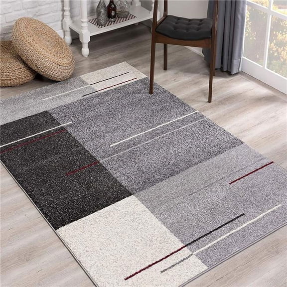 5 x 8 in. Modern Geometric Rectangle Area Rug, Grey
