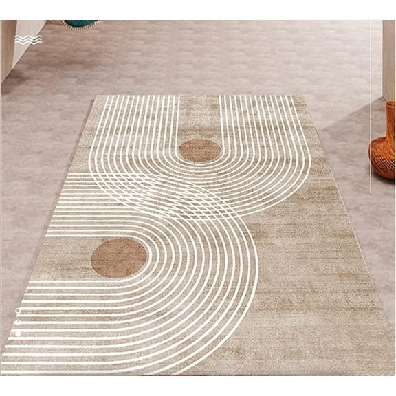 5 x 8ft Beige Luxury Area Rug, Distressed Misty Shades Decorative Rug Anti-Slip Large Area Carpet For Living Room Bedroom Dining Room