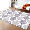 thumbnail image 1 of 5 x 8ft Line Leaf Area Rug, Grey Purple Pattern Decorate Rug, Rug Easy Clean With Non-Slip Backing For Living Room Bedroom Dining Room, 1 of 6