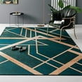 thumbnail image 1 of 5 x 8ft Rose Gold Dark Green Area Rug, Modern Aethetic Geometric Non-Slip Foldable Design Does Carpet For Living Room Bedroom Dining Room Office, 1 of 6