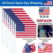 5 x 8in, 50PCS Handheld Small American Flags for 4th of July, Parades, Independence Day, Patriotic Memorial Day Veteran's Day