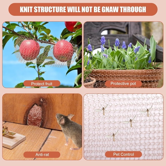 5" x 9.8 ft Copper Wire Mesh for Garden, DIY Copper Mesh Screen for Plants, Snails, Birds, Yard & Home (1 Roll)