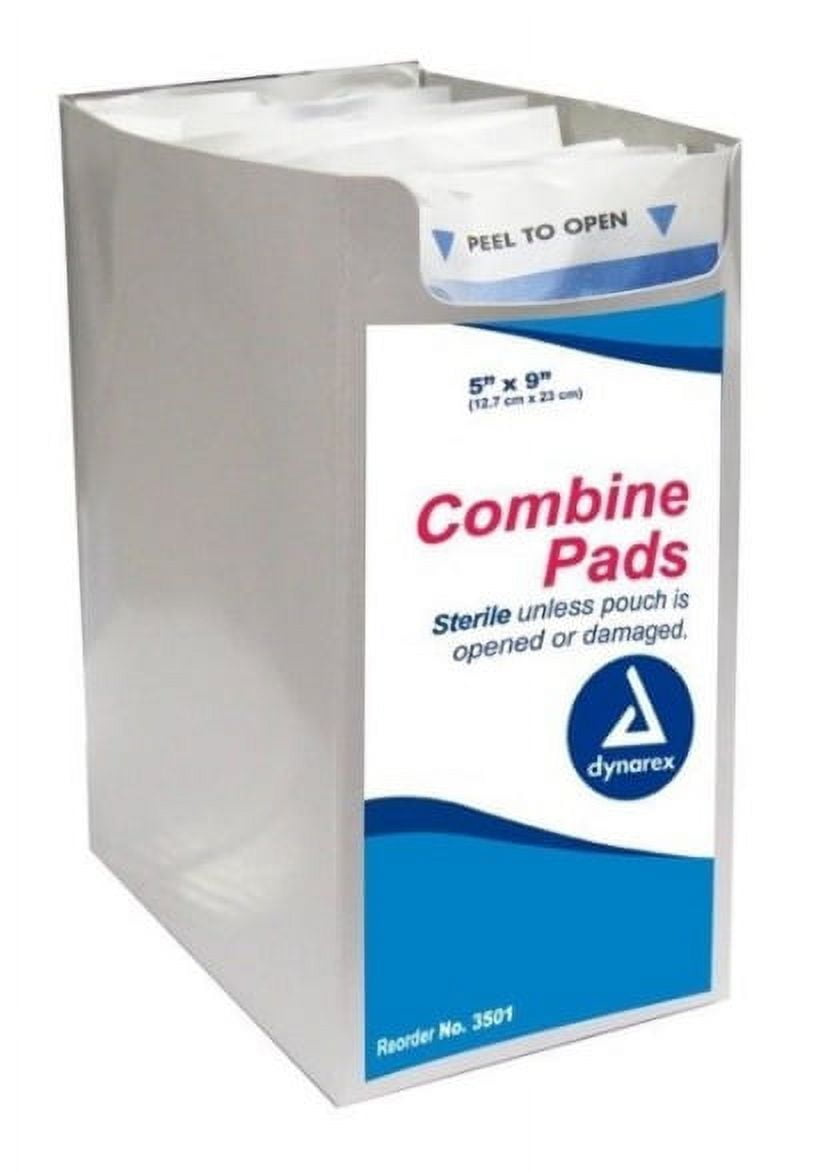 5" x 9" Dynarex Brand Combine Dressing Pads Sterile 100 Pads MS45900