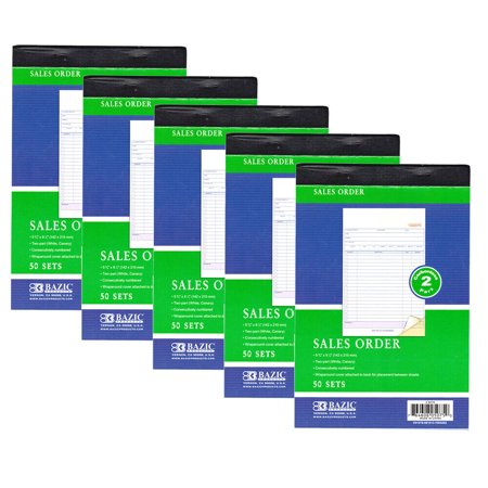 5 x Carbonless Sales Order Receipt Record Book 2 Part 50 Sets Duplicate Copy New