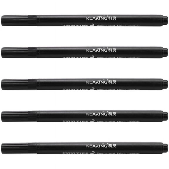 5 x Fabric Marker Permanent Colors for DIY Textile Clothes T-Shirt Shoes Black
