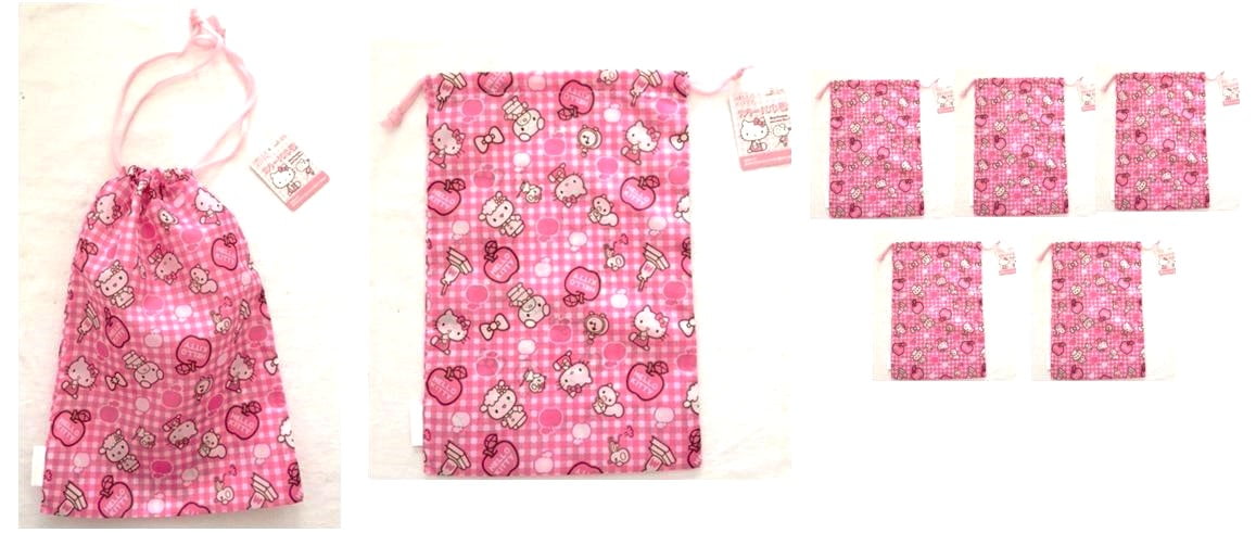 5 x Hello Kitty Sling Bag String Bag Party Bag Size 12" x 8"