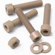 5x Natural PEEK Socket Head Bolts M8 x 40 mm + Nuts & Washers