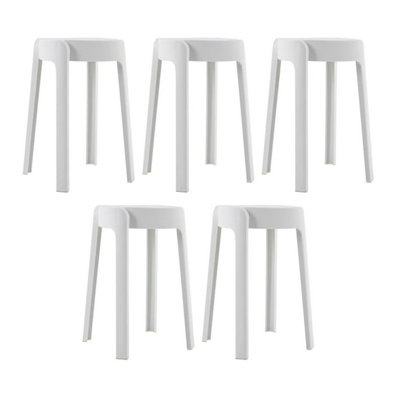 5 x Plastic Stacking Stools for Kids Students Classroom Home Kitchen Garden White