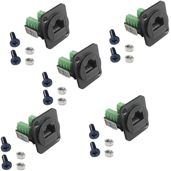5 x RJ45 CAT.5E wiring terminals-Black