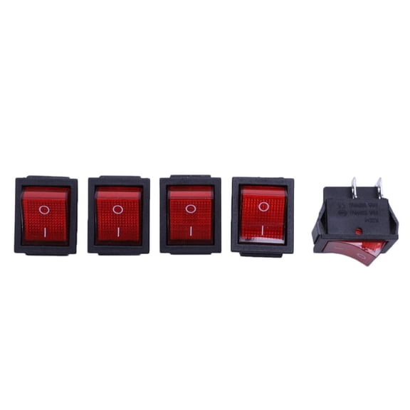 5 x Red Illuminated Light On/ DPST Boat Rocker Switch 16A/250V 20A/125V AC