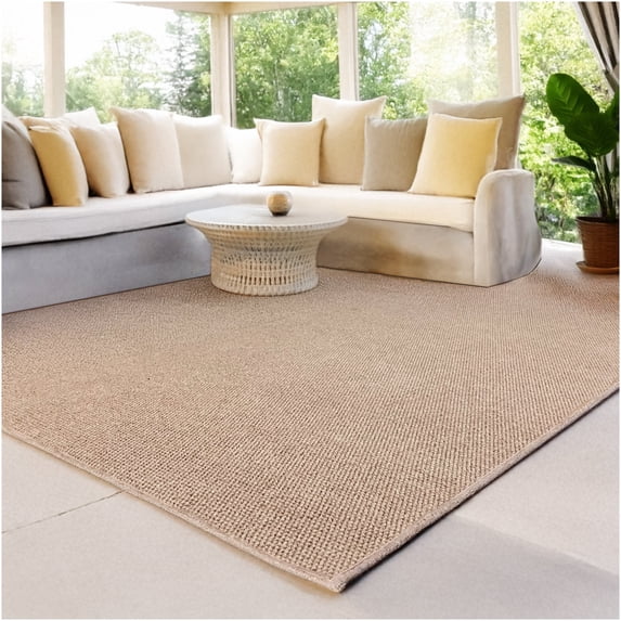 5'x10' Soft Indoor/Outdoor Hobnail Style Area Rugs. Lightweight and Flexible for Easy Cleaning and Transport (Color: Taupe)