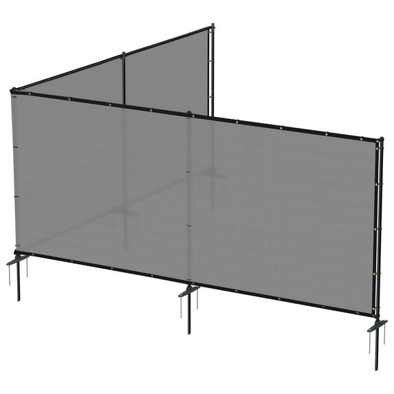 5'x100' Outdoor Privacy Fence with Iron Poles Ground Spikes Dog Garden Privacy Metal Fence Backyard Patio Yard Barrier Border Divider Light Grey