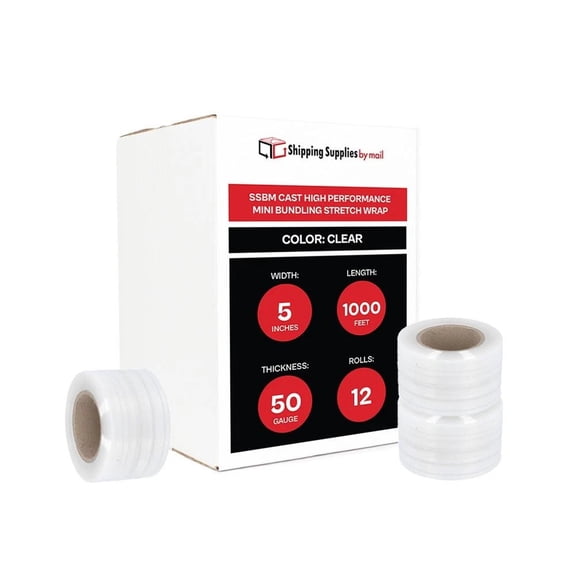 5''x1000' Hand Stretch Film Wrap - 12 Rolls Included