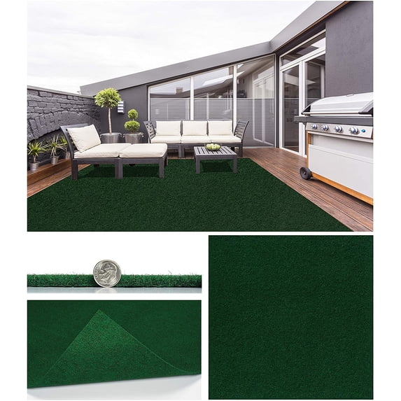 5'x11' Durable Grizzly Grass Indoor/Outdoor Turf Rugs / 100% Life, Wear, and Weather Proof (Color: Fern Green)