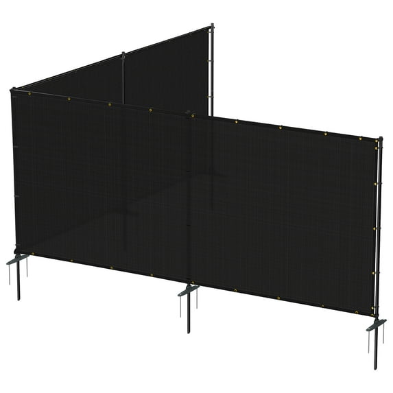5'x133' Outdoor Privacy Fence with Iron Poles Ground Spikes Dog Garden Privacy Metal Fence Backyard Patio Yard Barrier Border Divider Black
