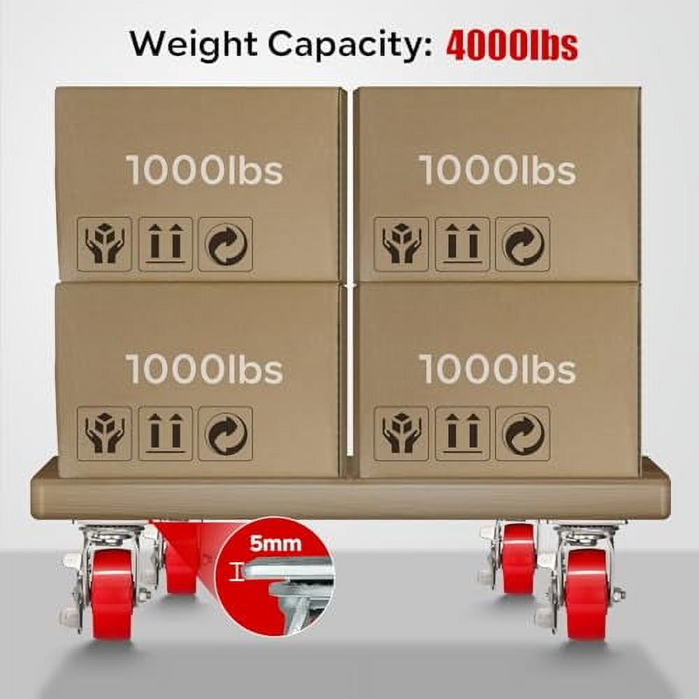 5"x2" Heavy Duty Casters- Industrial Caster Solid Polyurethane Wheel Capacity Up To 4000 Lb. Use - View #12