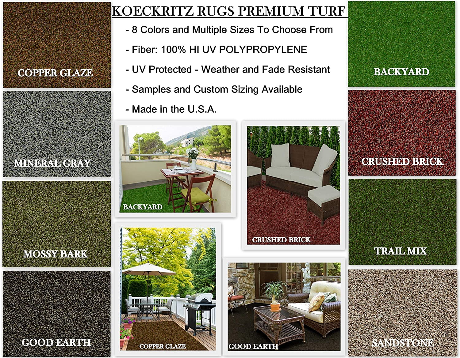 5'x20' Mineral Gray Artificial Turf Grass Indoor Outdoor Area Rug