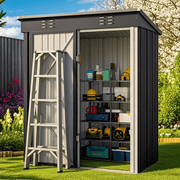 5x3 Outdoor Storage Shed, Lofka Metal Storage Tool Shed with Single Lockable Door, for Bike| Garden Tools| Patio, Grey