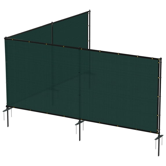 5'x48' Outdoor Privacy Fence with Iron Poles Ground Spikes Dog Garden Privacy Metal Fence Backyard Patio Yard Barrier Border Divider Green