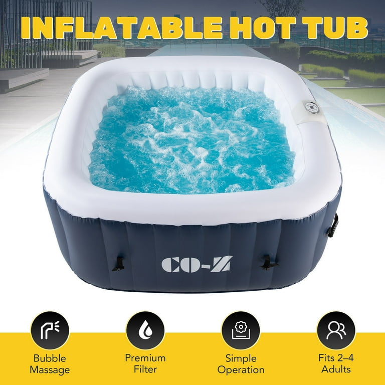 5'x5' Inflatable Hot Tub Portable Bathtub with 120 Jets & Air Pump Ideal  for 4 