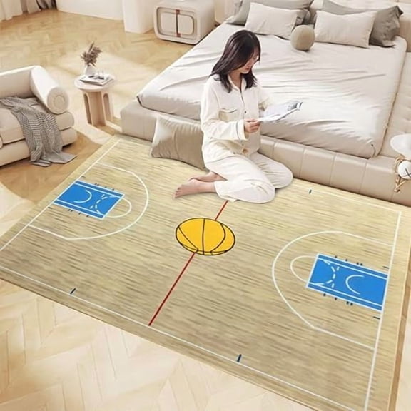 5'x6' Basketball Court Carpet, Boys' Bedroom Basketball Carpet, Sports Basketball Rug