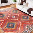 thumbnail image 1 of 5'x7' Area Rugs for Living Room, Machine Washable Non-Slip Carpet, Soft Faux Wool Low Pile Moroccan Farmhouse Western Rug, Brick Red, 1 of 5