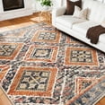 thumbnail image 1 of 5'x7' Area Rugs for Living Room, Machine Washable Non-Slip Carpet, Soft Faux Wool Low Pile Moroccan Farmhouse Western Rug, Orange, 1 of 5