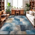 thumbnail image 1 of 5'x7' Area Rugs, Abstract Fluid Art Indoor Outdoor Area Rug for Living Room Bedroom, Geometric Modern Blue Brown Color Block Washable Bathroom Rugs Kitchen Floor Carpet Mats Home Decor Aesthetic, 1 of 8