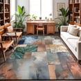 thumbnail image 1 of 5'x7' Area Rugs, Abstract Marble Indoor Outdoor Area Rug for Living Room Bedroom, Terracotta Green Blue Fluid Art Modern Luxury Washable Bathroom Rugs Kitchen Floor Carpet Mats Home Decor Aesthetic, 1 of 8