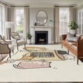 thumbnail image 1 of 5'x7' Area Rugs, Beige Cute Cat Indoor Outdoor Area Rug for Living Room Bedroom, Cartoon Funny Heater Cats Washable Bathroom Rugs Kitchen Floor Carpet Mats Home Decor Aesthetic, 1 of 8