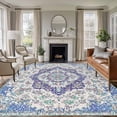 thumbnail image 1 of 5'x7' Area Rugs, Blue Purple Boho Indoor Outdoor Area Rug for Living Room Bedroom, Vintage Abstract Art Floral Ethnic Tribe Washable Bathroom Rugs Kitchen Floor Carpet Mats Home Decor Aesthetic, 1 of 8