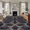 thumbnail image 1 of 5'x7' Area Rugs, Boho Black Blue Indoor Outdoor Area Rug for Living Room Bedroom, Modern Abstract Geometric Retro Washable Bathroom Rugs Kitchen Floor Carpet Mats Home Decor Aesthetic, 1 of 8
