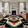 thumbnail image 1 of 5'x7' Area Rugs, Boho Brown Teal Red Indoor Outdoor Area Rug for Living Room Bedroom, Southwestern Geometric Abstract Vintage Washable Bathroom Rugs Kitchen Floor Carpet Mats Home Decor Aesthetic, 1 of 8